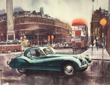 Vintage Jaguar XK 120 Lithograph - FineArt Vendor