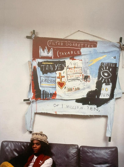 Jean Michel Basquiat - Basquiat in Front of One Million Yen, 1982