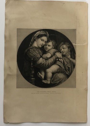 Antique Etching of Madonna Della Sedia 1887 Etching - FineArt Vendor