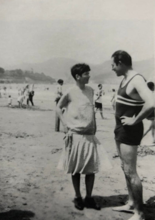 Ernest Hemingway (On the Beach at San Sebastian) Print in Colors - FineArt Vendor