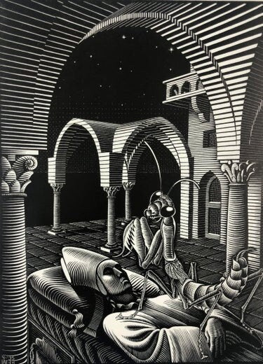 Maurits Cornelis Escher - Dream, 1935 print in colors - FineArt Vendor